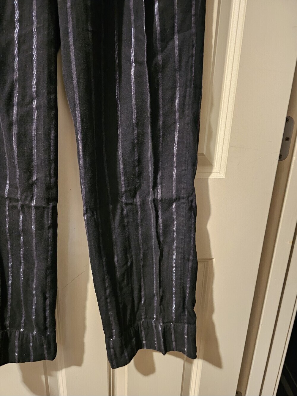 Victoria's Secret Black Pajama Button-Up Set with Silver Pinstripes S - Picture 9 of 11
